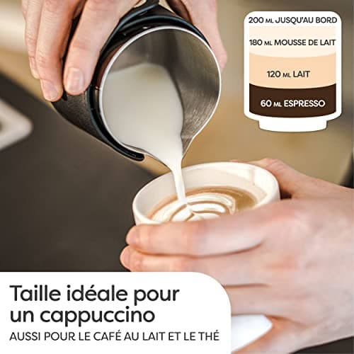 Cosumy 4 Tasses à Cappuccino en Céramique Blanche - Design Empilable - Paroi Épaisse - Lavable au Lave-vaisselle - 200 ml