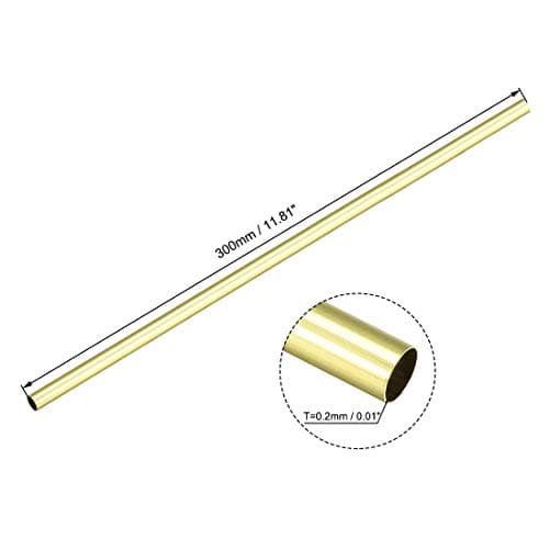 sourcing map Tube Laiton 1mm 2mm 3mm 4mm 5mm 6mm 7mm 8mm 9mm 10mm Diamètre Externe x 0.2mm Paroi Épaisseur 300mm Longueur Sans Couture Rond Tuyau Paquet de 10