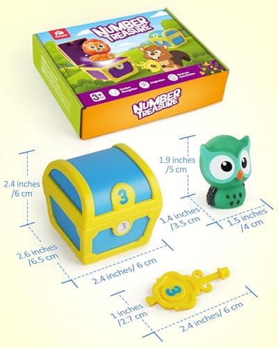 Coogam Jouets de motricité fine pour les tout-petits, 10 pièces d'animaux surprises marionnettes à doigts avec verrous numérotés, jeu de chasse aux pirates, jeu d'apprentissage Montessori cadeau pour