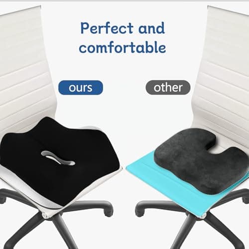 Bearrerp Coussin orthopédique en mousse à mémoire de forme - Ergonomique - Favorise la circulation sanguine et soulage le coccyx - Pour le bureau, la maison, la voiture - Noir