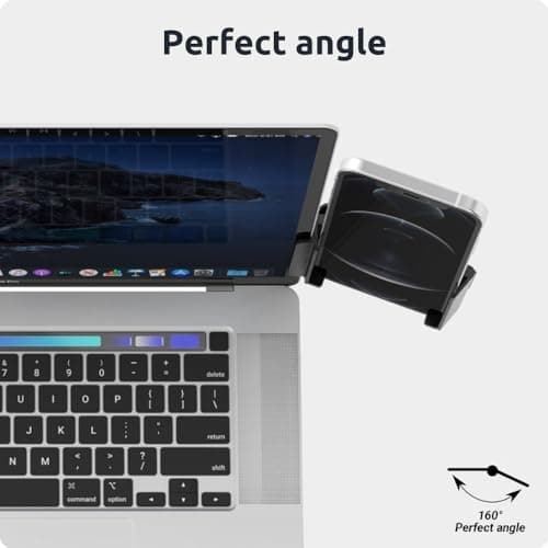 Phoneside One - Support Téléphone Portable Ordinateur, Support Telephone écran Ordinateur Smartphone Ajustable Universel iPhone 15 Pro Max/14 Pro/13/12 Mini, Samsung S23 Ultra/S22/S21/A52/A12 et autre