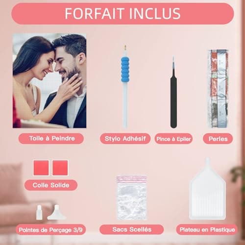 UM UPMALL Diamond Painting Personnalisé Photo - Custom 5D DIY Kits de Broderie Diamant, Full Drill Broderie Peinture Photos Art Artisanat Idées de Décoration Murale Cadeaux, Round Diamond 30x40cm