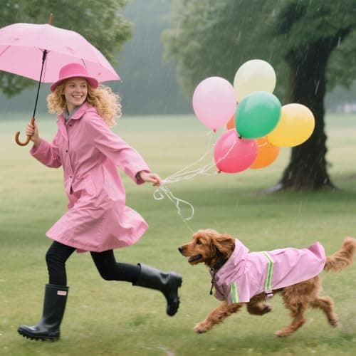 PETCUTE Imperméable pour Chien,Veste de Pluie pour Chien avec Capuchon,100% étanche et Coupe-Vent Manteau Imperméable pour Chiens avec des Bandes Réfléchissantes,Trou pour Harnais,Lavable en Machine