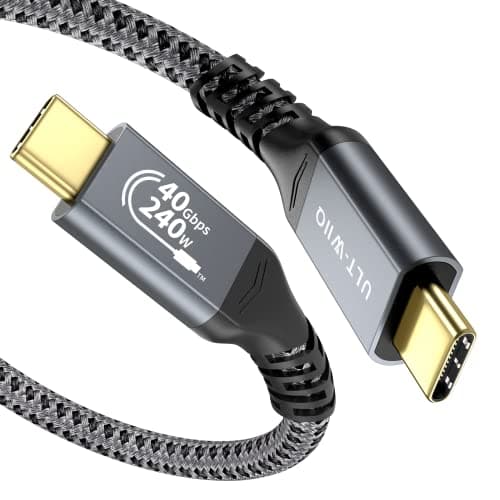 ULT-WIIQ USB4 240W/8K Câble USB C vers USB C Compatible avec Thunderbolt 4/3, Cable USB C vers USB C Charge Rapide & 40Gbps Transmission pour iPhone 15 Pro, Samsung, MacBook Pro, Sony, LG, Hub.(0,3M)