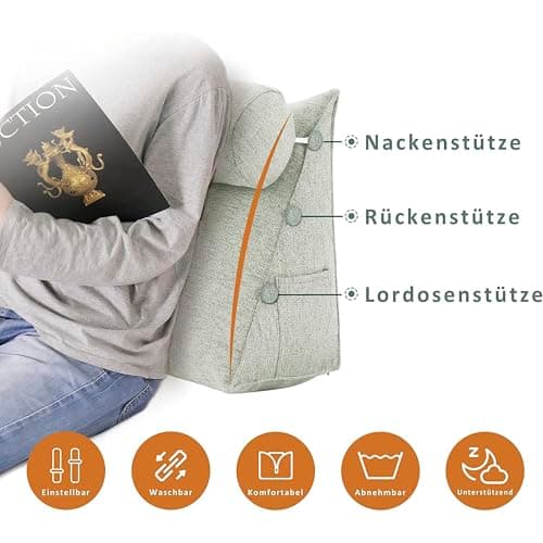 BNCKTRD Coussin de dossier avec traversin, 45 cm, coussin de lecture, coussin cale, pour tête de lit, coussin de lit, coussin de soutien de la nuque, coussin de soutien de la nuque, coussin de lecture