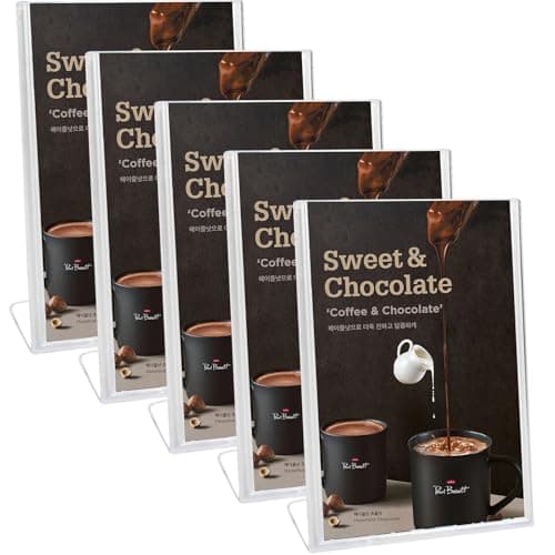 KiKiHong Lot de 5 Présentoirs de table A5,A5 Presentoir en Transparent,Présentoir en L,Porte Affiche Convient aux Restaurants, Publicités,Bureaux,Dépliants,Cafés,Menus