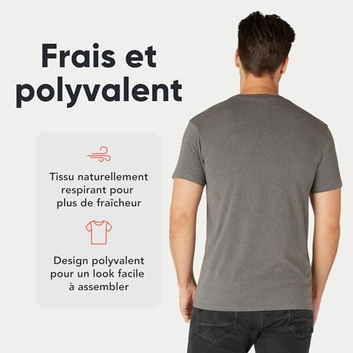 FM London lot de 3/5 t-shirts pour hommes - T-shirts de qualité supérieure avec design légèrement ajusté