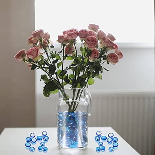 1000 g/1 kg Glassteine, Glasnuggets Klar Blau, Glas Muggelsteine, Dekosteine Glasmosaiksteine Glas für Vase Deko
