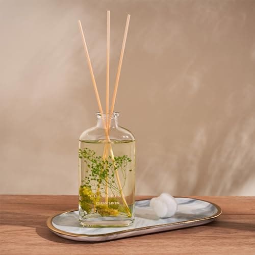 COCORRÍNA Diffuseur Parfum Maison, Linge Propre 160ml avec bâtonnets Parfum de Maison pour Salle de Bain Chambre à Coucher Décoration d'intérieur