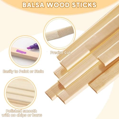 Bâtons en Bois 150pcs Baguette Bois Sûr Batonnet Bois de Bambou Réutilisable Batonnet en Bois Non Toxique et Environnement 30x0.9x0.3cm pour Travaux Manuels Modélisme Arts Projets de Bricolage