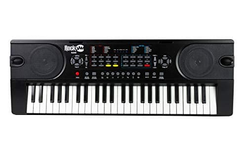 RockJam Clavier de piano 49 touches avec alimentation, support de partition, autocollants pour notes de piano et leçons Simply Piano