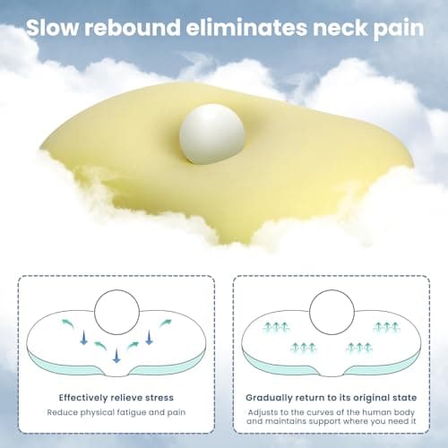 JINXIA Oreiller en Forme de Nuage en Mousse à Mémoire de Forme, Oreiller Cervical Orthopédique pour Douleurs aux épaules, Oreiller de Soutien du Cou pour Dormeurs sur Le Côté,Le Dos,Le Ventre
