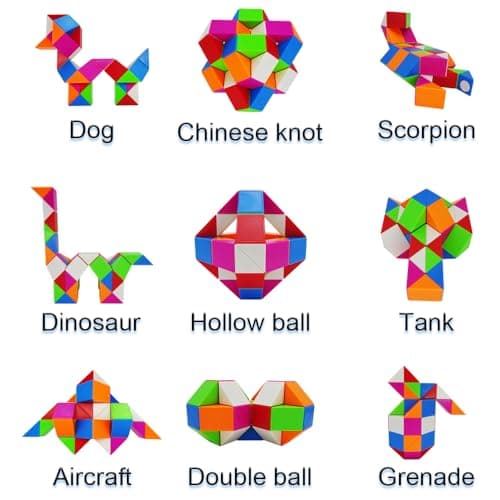 EACHHAHA Serpent Magique Puzzle de Serpent 48 Blocs-Magic Snake Cube-Cube de Serpent Magique-Faveurs de Fête d'anniversaire pour Enfants(Multicolor*1)