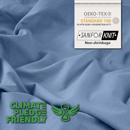 STUDIO Basic Drap Housse 180x200 cm, 100% Coton peigné, certifié Oeko-TEX 100, qualité de Marque, Drap de Matelas 180 x 200 jusqu'à 25 cm, Bleu Moyen