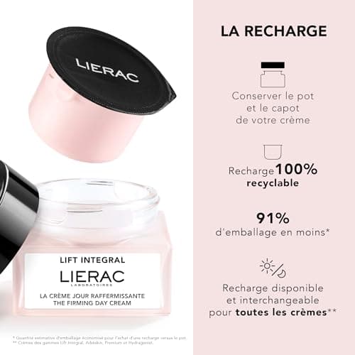 Lierac - Lift Integral - Recharge de la Crème Jour Raffermissante 50ml - Soin Visage - Raffermit - Hydrate - Lisse les rides - Tous types de peaux même sensibles