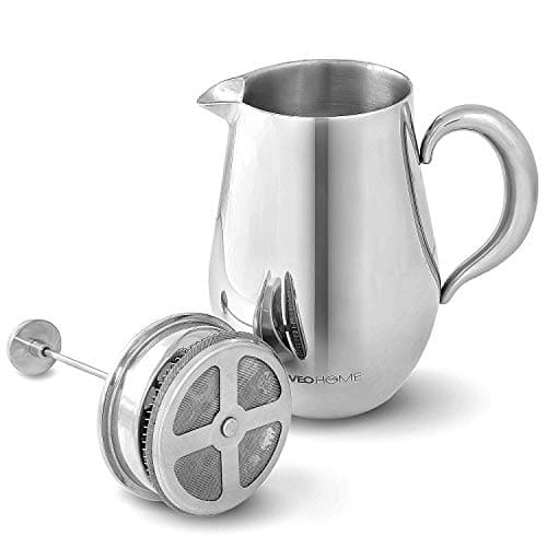 VeoHome - Cafetière à Piston 1 Litre - Incassable et Garde Le café Chaud Longtemps grâce à sa Double Coque INOX...