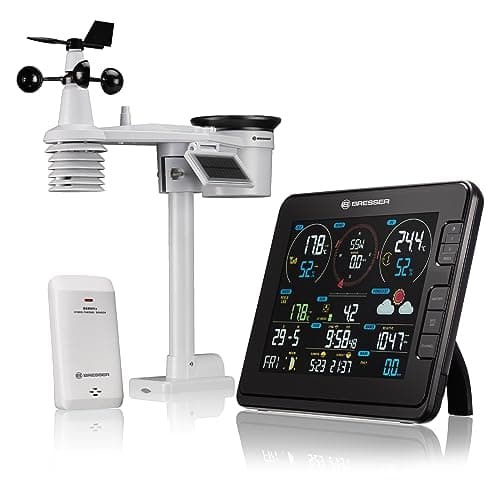 Bresser Station Météo Sans Fil Wifi Avec Capteur Extérieur Pro 7 En 1 De Niveau UV, Vitesse Et Direction Du Vent, Humidité De L’air, Température, Précipitations Et Intensité Lumineuse