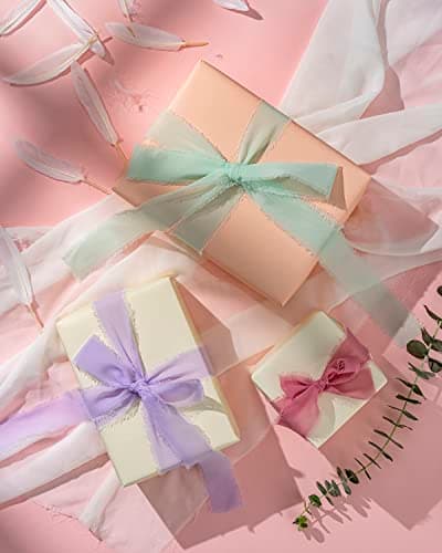 AOKSUNOVA Ruban cadeau de 38 mm de large en mousseline de soie rose Ruban décoratif pour décorations de mariage