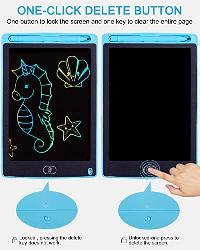 Lot 2 Table Tablette Dessin Enfants,8.5 Pouces Tablette Dessin LCD Magique,Doodle Pad avec Bouton D'effacement,Jouets pour Filles Garçons Bleu+Rose