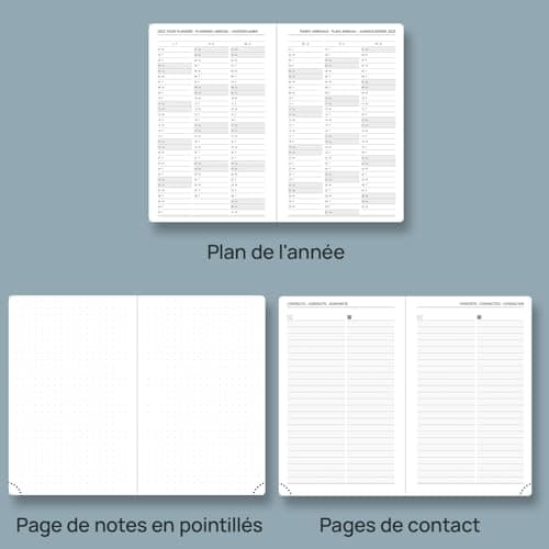 POPRUN Agenda de Poche 2025 Semainier et Carnet de Notes 16 x 10,5 cm - Couverture en Cuir A6 petite Planner, D'Jan 2025 à Déc 2025, Signet à 2 rubans, Papier 100 g/m2, Bordeaux-CRT