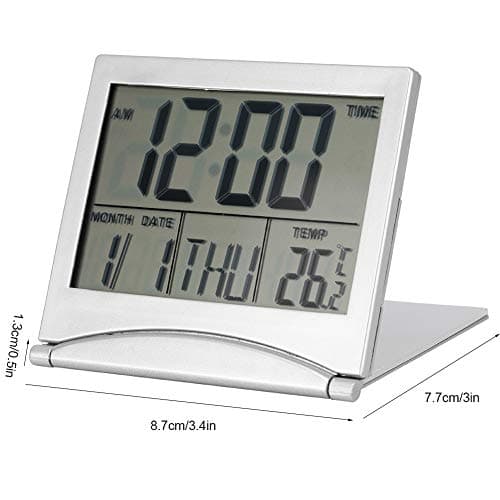 Horloge Digitale Voyage, Funkwecker-Alarme Portable, Horloge de Voyage Portable 1 Pièce, Alarme LED Numérique, Alarme, Réveil, Calendrier de Température, Snooze