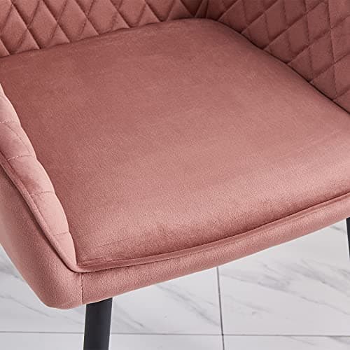 JYMTOM Lot de 4 Chaises Salle à Manger Roses Scandinaves, Chaises de Salon en Velours avec Dossier et Accoudoirs, Siège Rembourés, pour Salle à Manger, Bureau, Cuisine, Salon (4, Rose)