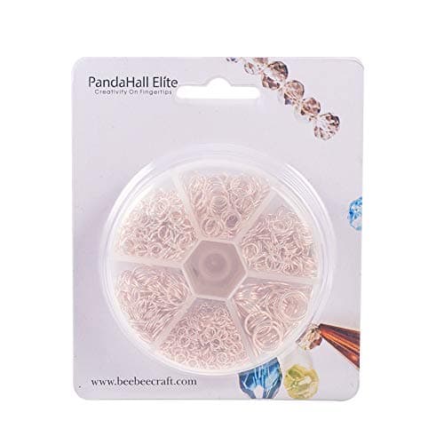 PH PandaHall Environ 83g 6 Tailles Anneaux de Saut Ouvert en Fer Jup Ring Or Rose Anneau de Jonction Connecteur de Bijoux Chaine Links pour Fête des mères la Fabrication de Bijoux, 4/5/6/7/8/10mm