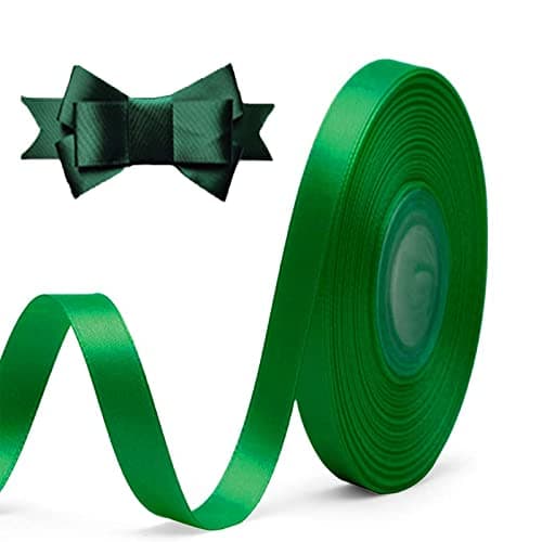 MacroHu Ruban Satin D'emballage Cadeau,1mm*23m Rubans de Noël,Ruban Cadeau DIY pour,Décorations De Anniversaire,Fête Emballage Cadeau,Couture Craft ou Décorations De Mariage(Vert), 1CM x 23M