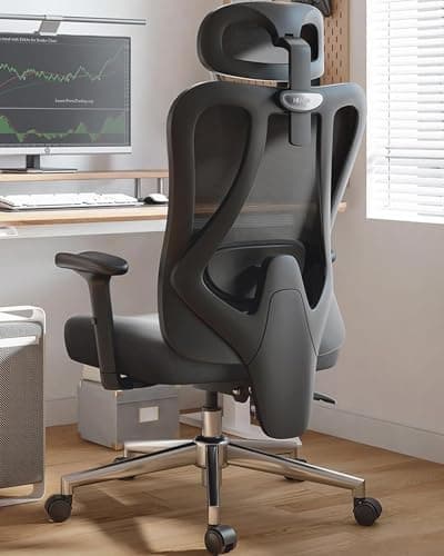 Hbada P3 Chaise de Bureau avec Support Lombaire, Siege de Bureau Ergonomique, Fauteuil à Dossier Haut Respirant avec Accoudoir, Noir