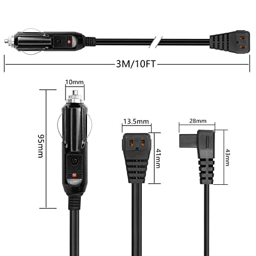 PNGKNYOCN 12V câble d'alimentation du réfrigérateur de Voiture, câble de Remplacement du Briquet à cigares de Voiture à la Prise du réfrigérateur pour Le réfrigérateur de Voiture Portable (3M/10ft)