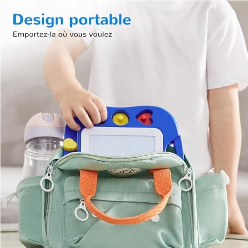SGILE Tablette à Dessin Magnétique pour Enfants, Ardoise Magique Effaçable et Colorée avec Stylo Magnétique, Tableau Magique avec Trois Tampons, Jouet de Voyage, Cadeau d'anniversaire, Bleu