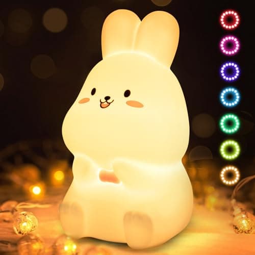 Veilleuse Enfant Bébé 9 Couleurs Veilleuse LED Ours Lampe de Chevet Enfant, Veilleuse USB Rechargeable, Silicone Veilleuse en Pour Cadeau Jouet