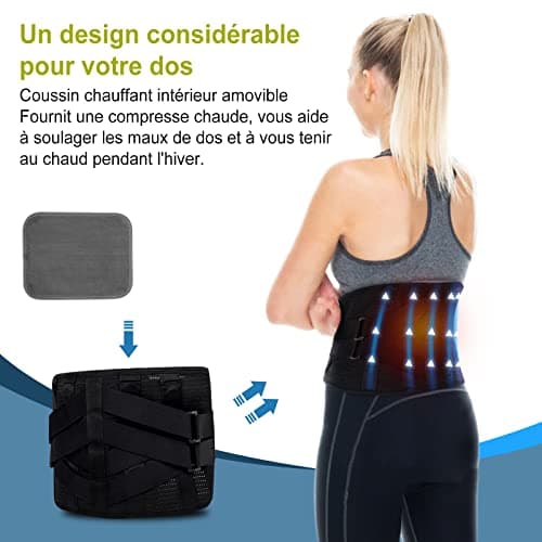 HONGJING Ceinture de compression sans fil avec coussin chauffant pour hernie discale et soulagement de la douleur scoliose (M)