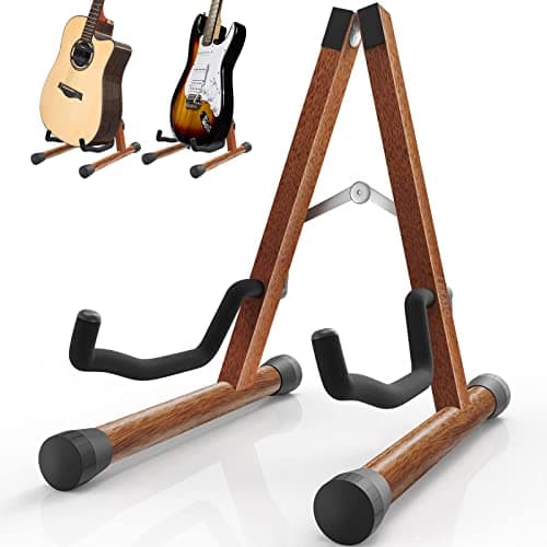 LEKATO Support de guitare A-Frame Support de guitare basse en bois avec rembourrage en mousse pour guitares, basse, violoncelle, banjo, mandoline, ukulélé