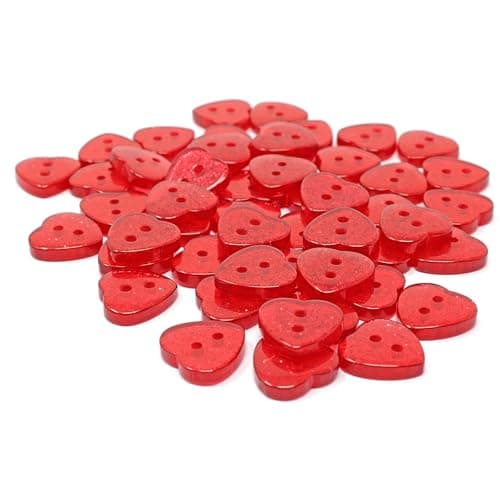 Special Touches Lot de 50 boutons en résine avec cœur à paillettes Rouge 13 mm