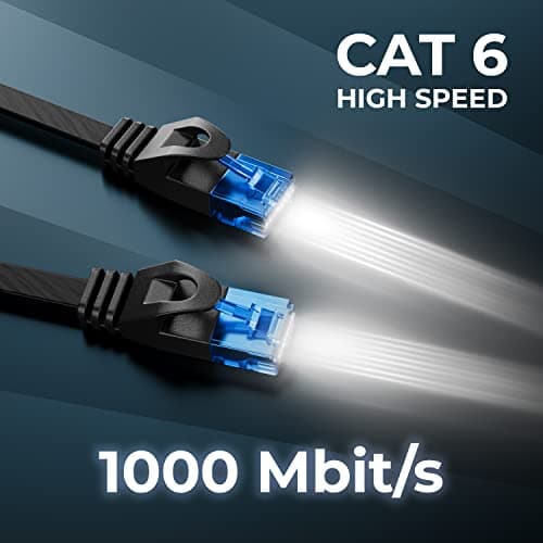 deleyCON 10x 0,5m CAT6 Câble Réseau Plat 1000 Mbit Gigabit LAN - Cat 6 RJ45 Ethernet Câble de Raccordement Câble de Pose fin Plat - pour Internet Switch Routeur Modem Panneau de Brassage - Noir