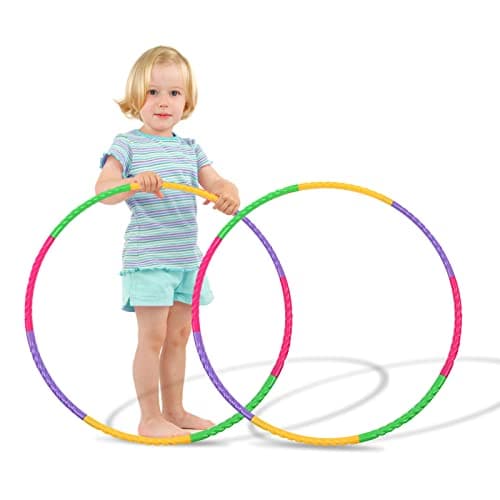 RayE Lot de 2 cerceaux hula hoop, pour enfants, 8 sections démontables, avec sac à cordon, adaptés au Hula Hoop, au fitness intérieur et extérieur, à la gymnastique, à la danse et au yoga