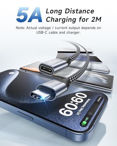 RAVIAD Rallonge USB C 2M 100W 10Gbps, Cable USB C 3.2 Gen 2 Male Femelle 4K@60Hz Charge Rapide et Transfert Compatible avec iPhone 15 Plus Pro Max MacBook Pro Air Galaxy S24 Plus Ultra S23 S22