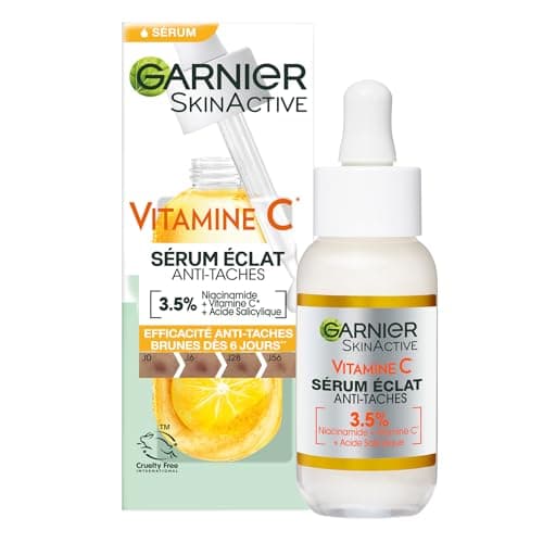 GARNIER Skin Active - Sérum Éclat - Anti-Tache Brunes - Soin Visage Enrichi En Vitamine C, Acide Salicylique &Niacinamide - Tous Types de Peaux - Vegan & Cruelty Free - 30 ml