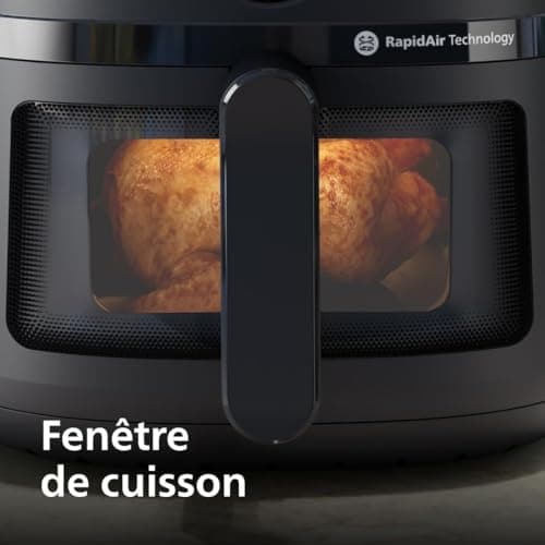 Philips 2000 Series Airfryer - 13 façons de cuisiner, technologie Rapid Air, jusqu'à 90% de matières grasses en moins, fenêtre de cuisson, cuve de 6,2L, écran tactile, noir (NA230/00)
