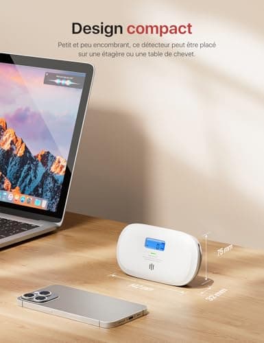 X-Sense Détecteur de Monoxyde de Carbone, Détecteur de CO à Pile Remplaçable avec Affichage Numérique, Alarme de Monoxyde de Carbone Portable avec Mémoire de Valeur de Crête de CO, XC0C-SR