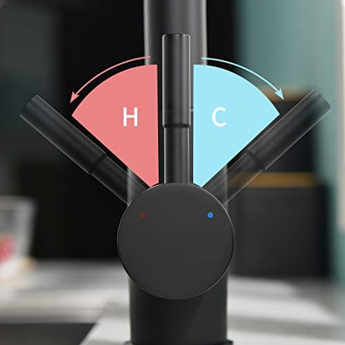 TIMACO Mitigeur de Cuisine - Noir - Avec Douchette Extensible - Rotatif à 360° - Pour Cuisine