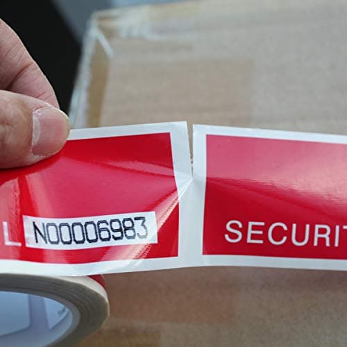 Aspiree TamperSeals Group - 1 Rouleau Prédécoupé Numéros de Série Ruban Void Adhésif de Sécurité Inviolable (48mm x 50m x 2 mil, 100% Total Transfert, Rouge)