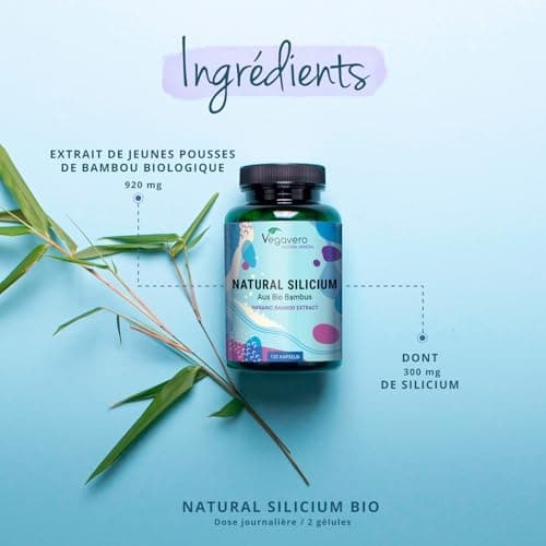 Silicium Organique Vegavero® | 100% BIO & NATUREL - Extrait de Bambou | Sans Additifs | 120 gélules de 150 mg | VEGAN