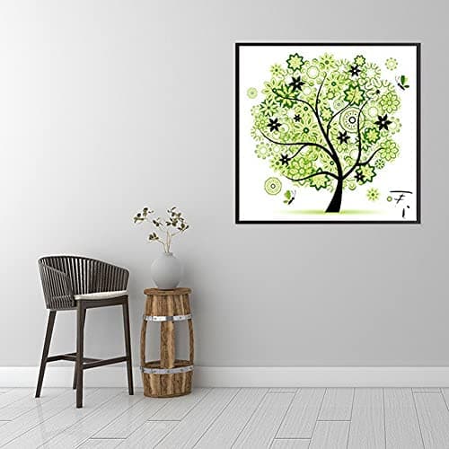 Cleana Arts Kits de Point de Croix, Arbre de Printemps, 11CT 3 Brins, kits de Broderie Estampés, 45cm×45cm