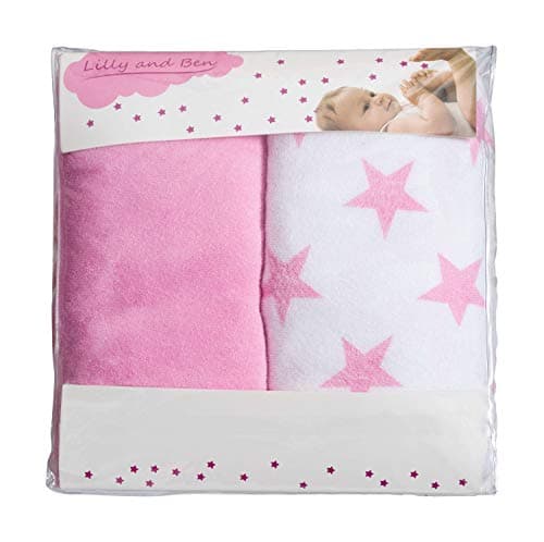Lilly and Ben® Housse pour Matelas à Langer - Tissu Coton Éponge - Bébé Fille - Lot de 2 - Épais et Absorbant