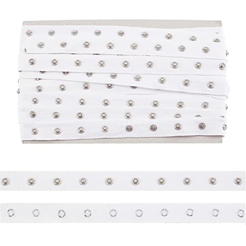 nbeads 6 Verges(5.48 m)/Rouleau Ruban à Bouton-Pression, 2cm Large Blanc Couture Bouton Pression Attache Bouton Bandes Snap Bande Vêtement Accessoires pour Vêtements Attache Couture Artisanat