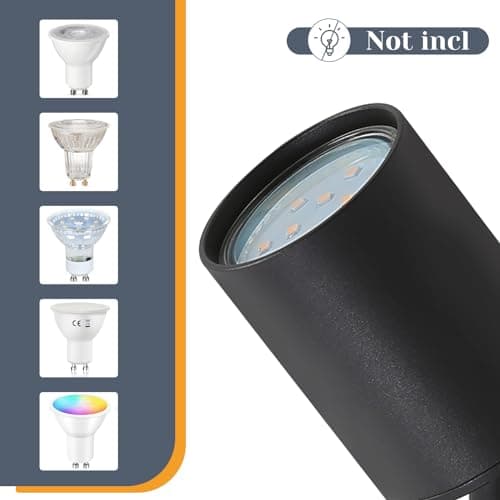 ZMH Lampe de plafond LED Spot de plafond noir : Spots de plafond GU10 5 ampoules, Spots de plafond orientables 330°, Spot de couloir moderne, Applique industrielle de salon, sans ampoule