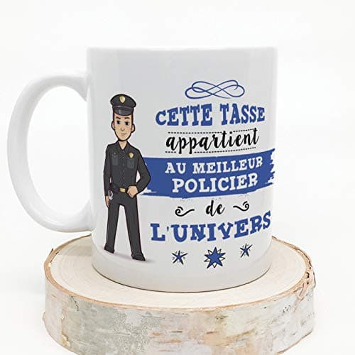 Mugffins Policier Tasses Originales de café et Petit-déjeuner à Donner Travailleurs Professionnels - Cette Tasse Appartient au Meilleur Policièr de l'univers - Céramique 350 ML