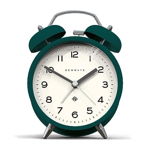 NEWGATE ® Charlie Bell Echo Alarm - Petit Réveil de Chevet Contemporain - Accessoires de Chambre - Réveils - Accessoires de Bureau - Horloge de Chevet - Chiffres Arabes (Vert Éden)